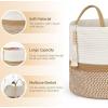 imageMkono Woven Storage Basket Decorative Natural Rope Basket Wooden Bead Decoration for BlanketsToysClothesShoesPlant Organizer Bin with Handles Living Room Home Decor 16quotx13quot White and BrownWhite and Brown