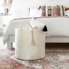 imageMkono Woven Storage Basket Decorative Natural Rope Basket Wooden Bead Decoration for BlanketsToysClothesShoesPlant Organizer Bin with Handles Living Room Home Decor 16quotx13quot White and BrownWhite