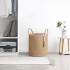 imageMkono Woven Storage Basket Decorative Natural Rope Basket Wooden Bead Decoration for BlanketsToysClothesShoesPlant Organizer Bin with Handles Living Room Home Decor 16quotx13quot White and BrownBrown
