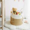 imageMkono Woven Storage Basket Decorative Natural Rope Basket Wooden Bead Decoration for BlanketsToysClothesShoesPlant Organizer Bin with Handles Living Room Home Decor 16quotx13quot White and BrownWhite and Yellow