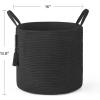 imageMkono Woven Storage Basket Decorative Natural Rope Basket Wooden Bead Decoration for BlanketsToysClothesShoesPlant Organizer Bin with Handles Living Room Home Decor 16quotx13quot White and BrownBlack