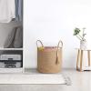 imageMkono Woven Storage Basket Decorative Natural Rope Basket Wooden Bead Decoration for BlanketsToysClothesShoesPlant Organizer Bin with Handles Living Room Home Decor 16quotx13quot White and BrownBrown