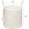 imageMkono Woven Storage Basket Decorative Natural Rope Basket Wooden Bead Decoration for BlanketsToysClothesShoesPlant Organizer Bin with Handles Living Room Home Decor 16quotx13quot White and BrownWhite
