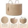 imageMkono Woven Storage Basket Decorative Natural Rope Basket Wooden Bead Decoration for BlanketsToysClothesShoesPlant Organizer Bin with Handles Living Room Home Decor 16quotx13quot White and BrownBrown
