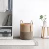 imageMkono Woven Storage Basket Decorative Natural Rope Basket Wooden Bead Decoration for BlanketsToysClothesShoesPlant Organizer Bin with Handles Living Room Home Decor 16quotx13quot White and BrownYellow and Black