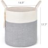 imageMkono Woven Storage Basket Decorative Natural Rope Basket Wooden Bead Decoration for BlanketsToysClothesShoesPlant Organizer Bin with Handles Living Room Home Decor 16quotx13quot White and BrownGrey and White