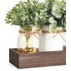 imageMkono Mason Jar Table Centerpiece for Dining Room Farmhouse Decor with Wood Tray Table Decor Wedding Decoration for Living Room BathroomEucalyptus