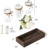 imageMkono Mason Jar Table Centerpiece for Dining Room Farmhouse Decor with Wood Tray Table Decor Wedding Decoration for Living Room BathroomFloral