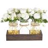 imageMkono Mason Jar Table Centerpiece for Dining Room Farmhouse Decor with Wood Tray Table Decor Wedding Decoration for Living Room BathroomFloral