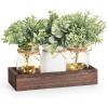 imageMkono Mason Jar Table Centerpiece for Dining Room Farmhouse Decor with Wood Tray Table Decor Wedding Decoration for Living Room BathroomEucalyptus