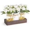 imageMkono Mason Jar Table Centerpiece for Dining Room Farmhouse Decor with Wood Tray Table Decor Wedding Decoration for Living Room BathroomFloral