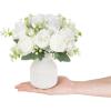 imageMkono Fake Flowers in Vase 9 inches Artificial Flower Centerpieces Coffee Table Decorations Silk Flowers Arrangements for Home Desk Shelf Dining Room Kitchen Wedding Decor