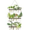 imageMkono Plant Propagation Tubes 3 Tiered Wall Hanging Terrarium with Wooden Stand Flower Vase Test Tube Glass Planter Stations for Hydroponic Cutting Home Garden Office Decor Brown SmallBrown