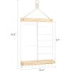 imageMkono Hanging Jewelry Organizer Wall Mounted Earring Holder Metal Necklace Holder Wood Shelf with 55 Holes and 7 Hooks Display Rack For Storage Bracelet Rings Ear Studs Accessories Women Bedroom Decor