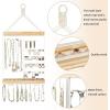 imageMkono Hanging Jewelry Organizer Wall Mounted Earring Holder Metal Necklace Holder Wood Shelf with 55 Holes and 7 Hooks Display Rack For Storage Bracelet Rings Ear Studs Accessories Women Bedroom Decor