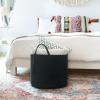 imageMkono Woven Storage Basket Decorative Natural Rope Basket Wooden Bead Decoration for BlanketsToysClothesShoesPlant Organizer Bin with Handles Living Room Home Decor 16quotW  138quotLBlack