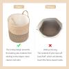 imageMkono Woven Storage Basket Decorative Natural Rope Basket Wooden Bead Decoration for BlanketsToysClothesShoesPlant Organizer Bin with Handles Living Room Home Decor 16quotW  138quotLYellow and Black