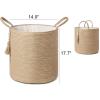 imageMkono Woven Storage Basket Decorative Natural Rope Basket Wooden Bead Decoration for BlanketsToysClothesShoesPlant Organizer Bin with Handles Living Room Home Decor 16quotW  138quotLBrown
