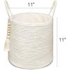 imageMkono Woven Storage Basket Decorative Natural Rope Basket Wooden Bead Decoration for BlanketsToysClothesShoesPlant Organizer Bin with Handles Living Room Home Decor 16quotW  138quotLWhite