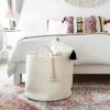 imageMkono Woven Storage Basket Decorative Natural Rope Basket Wooden Bead Decoration for BlanketsToysClothesShoesPlant Organizer Bin with Handles Living Room Home Decor 16quotW  138quotLWhite