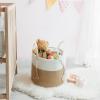 imageMkono Woven Storage Basket Decorative Natural Rope Basket Wooden Bead Decoration for BlanketsToysClothesShoesPlant Organizer Bin with Handles Living Room Home Decor 16quotW  138quotLWhite and Yellow