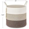 imageMkono Woven Storage Basket Decorative Natural Rope Basket Wooden Bead Decoration for BlanketsToysClothesShoesPlant Organizer Bin with Handles Living Room Home Decor 16quotW  138quotLGradient Brown