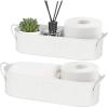 imageMkono Metal Storage Basket for Toilet Tank Top Bathroom Decor Galvanized Tray with Handle for Shelves Farmhouse Toilet Paper Holder Organizing Bin Box for Countertop Living Room Set of 2 WhiteWhite