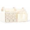 imageMkono Bedside Caddy Hanging Organizer Bunk Woven 7 Pockets Bed Storage Bag Boho Remote Magazine Books Holder with Macrame for Loft Bed College Dorm Bedroom Baby Bed Rails Pink7 PocketsIvory