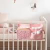 imageMkono Bedside Caddy Hanging Organizer Bunk Woven 7 Pockets Bed Storage Bag Boho Remote Magazine Books Holder with Macrame for Loft Bed College Dorm Bedroom Baby Bed Rails Pink7 PocketsPink