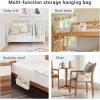 imageMkono Bedside Caddy Hanging Organizer Bunk Woven 7 Pockets Bed Storage Bag Boho Remote Magazine Books Holder with Macrame for Loft Bed College Dorm Bedroom Baby Bed Rails Pink7 PocketsIvory