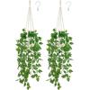 imageMkono Fake Hanging Plant with Pot Artificial Plants for Home Decor Indoor Macrame Plant Hanger with Fake Vines Faux Hanging Planter Greenery for Bedroom Bathroom Kitchen Office Decor 1 BlackIvory