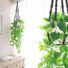 imageMkono Fake Hanging Plant with Pot Artificial Plants for Home Decor Indoor Macrame Plant Hanger with Fake Vines Faux Hanging Planter Greenery for Bedroom Bathroom Kitchen Office Decor 1 BlackBlack