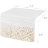 imageMkono Macrame Bedside Caddy Storage Organizer Boho Remote Control Tablet Magazine Holder with 4 Pockets Nonslip Countertop Bedside Caddy for Home Bedroom Living Room College Dorm Bed Ivory LargeLargeIvory