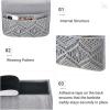 imageMkono Macrame Bedside Caddy Storage Organizer Boho Remote Control Tablet Magazine Holder with 4 Pockets Nonslip Countertop Bedside Caddy for Home Bedroom Living Room College Dorm Bed Ivory LargeMediumGrey