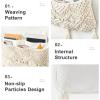imageMkono Macrame Sofa Armrest Organizer Remote Control Holder Couch Bedside Armchair Caddy Storage Basket Bag for TV Remote Control Magazine Books Cell Phone iPad Boho Home Dorm Decor Beige LargeLargeBeige