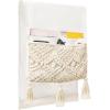 imageMkono Macrame Sofa Armrest Organizer Remote Control Holder Couch Bedside Armchair Caddy Storage Basket Bag for TV Remote Control Magazine Books Cell Phone iPad Boho Home Dorm Decor Beige LargeLargeBeige