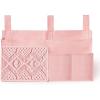 imageMkono Bedside Caddy Hanging Organizer Bunk Woven 7 Pockets Bed Storage Bag Boho Remote Magazine Books Holder with Macrame for Loft Bed College Dorm Bedroom Baby Bed Rails Pink7 PocketsPink