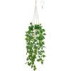 imageMkono Fake Hanging Plant with Pot Artificial Plants for Home Decor Indoor Macrame Plant Hanger with Fake Vines Faux Hanging Planter Greenery for Bedroom Bathroom Kitchen Office Decor 1 BlackIvory