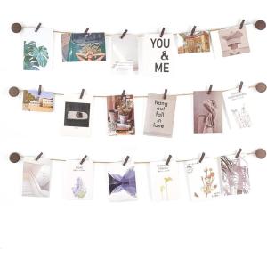 imageMkono Hanging Photo Display Pictures Wall Decor 3 Rope Strings with 20 Clips Multi Pictures Cards Holder Teen Girl Room Wall Art for Bedroom Nursery Dorm Room Birthday Christmas Gift BrownBrown
