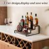 imageMkono Liquor Bottle Display Shelf 3 Tier Coffee Bar Accessories Rustic Syrup Stand Wine Racks Countertop for Whiskey Tabletop Kitchen Party