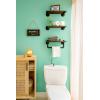 imageMkono Floating Shelves with Industrial Pipe Brackets and Towel Bar Set of 3 Rustic Bathroom Shelf Wall Mounted Shelves Wood Storage Shelving Home Decor for Bedroom Kitchen Living Room