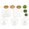 imageMkono Artificial Succulent in Clear Glass Pot 3 Mini Potted Fake Plants for Women Office Decor Small Faux Green Plant with BambooTray for Bookshelf Bathroom Kitchen Tabletop Centerpiece