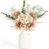 imageMkono Small Artificial Flowers in Ceramic Vase 135quot Centerpieces Coffee Table Decor Silk Flower Arrangements for Home Decor Indoor Fake Flower Bouquet for Bathroom Dining Room Kitchen Wedding BlueBrown