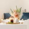 imageMkono Small Artificial Flowers in Ceramic Vase 135quot Centerpieces Coffee Table Decor Silk Flower Arrangements for Home Decor Indoor Fake Flower Bouquet for Bathroom Dining Room Kitchen Wedding BlueChampagne
