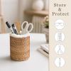 imageMkono Glasses Holder for Nightstand Rattan Plush Lined Protective Glasses Stand for Multiple Glasses Eyeglass Organizer Holder for Office Desk Table