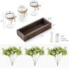imageMkono Mason Jar Lights Centerpiece Table Decorations for Dining Room Farmhouse Coffee Table Decor Wood Tray with 3 Jars Flowers for Kitchen Living Dining Room Light GreenLight Green