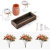 imageMkono Mason Jar Lights Centerpiece Table Decorations for Dining Room Farmhouse Coffee Table Decor Wood Tray with 3 Jars Flowers for Kitchen Living Dining Room Light GreenOrange
