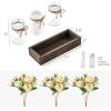 imageMkono Mason Jar Lights Centerpiece Table Decorations for Dining Room Farmhouse Coffee Table Decor Wood Tray with 3 Jars Flowers for Kitchen Living Dining Room Light GreenGrey Blue