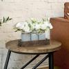 imageMkono Mason Jar Table Centerpiece Decorative Wood Tray with 3 Painted Jars Artificial Flowers Rustic Country Farmhouse Decoration for Coffee Table Dining Room Living Room Kitchen PeonyPeony