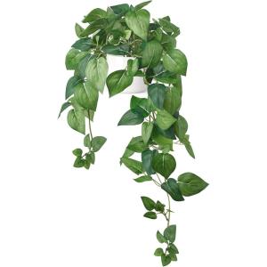 imageMkono Fake Hanging Plants with Ceramic Pot 26quot Realistic Artificial Plants for Home Decor Indoor Faux Green Leaf Plant with Modern White Planter for Desk Shelf Bathroom Decoration Pothos